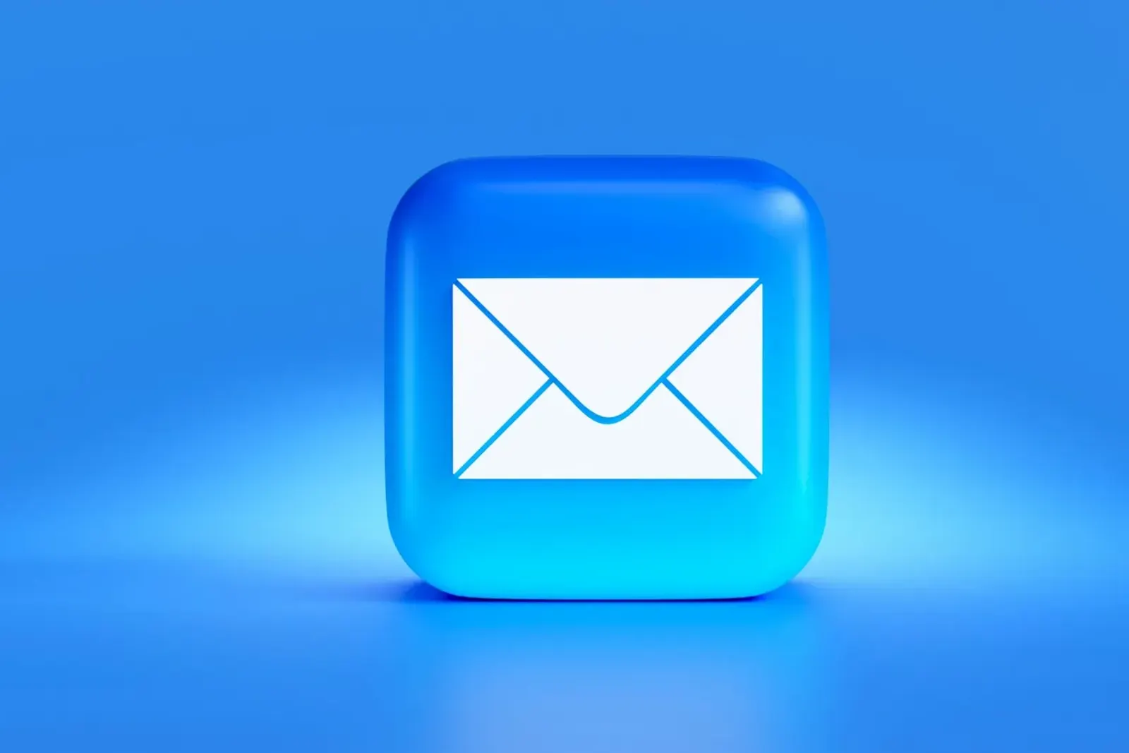 Blue email app icon with a white envelope on a bright blue background